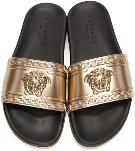 versace gold sliders|versace slides images.